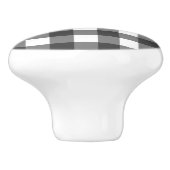 Black and White Vichy Print Gingham Patroon Keramische Knop (Zijkant)