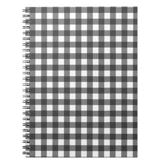Black and White Vichy Print Gingham Patroon Notitieboek (Voorkant)