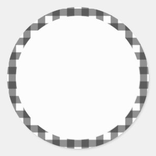 Black and White Vichy Print Gingham Patroon Ronde Sticker