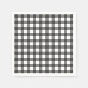Black and White Vichy Print Gingham Patroon Servet