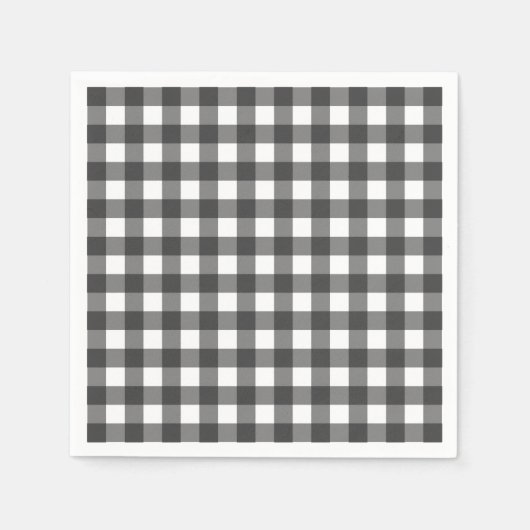 Black and White Vichy Print Gingham Patroon Servet (Voorkant)