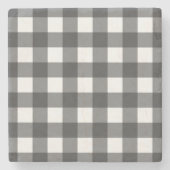 Black and White Vichy Print Gingham Patroon Stenen Onderzetter (Voorkant)