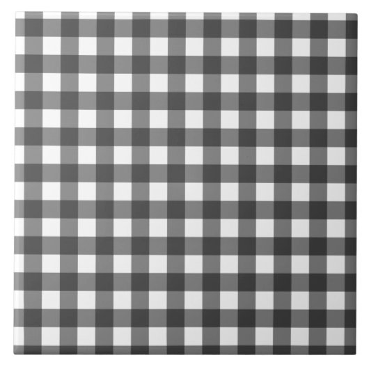Black and White Vichy Print Gingham Patroon Tegeltje (Voorkant)