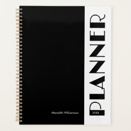 Black And White Vintage Retro Stripe Personalized Planner