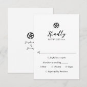 Black and White Vintage RSVP Response Kaart (Voorkant / Achterkant)