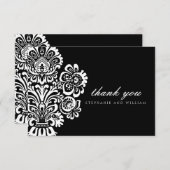 Black and White Vintage Weddenschap Bedankkaart (Voorkant / Achterkant)