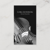 Black and White Violin Teacher Visitekaartje (Voorkant)