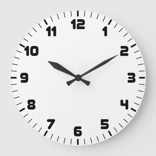 Black and White Wall Clock Grote Klok (Voorkant)