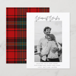 Black and White Warmest Wishes Foto Kerstmis Feestdagenkaart