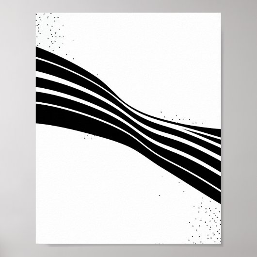 Black and White Wave Abstract Poster (Voorkant)