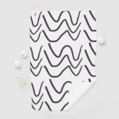 Black and White Waves Stripe Pattern Golfhanddoek (Insitu)