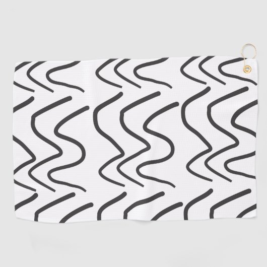 Black and White Waves Stripe Pattern Golfhanddoek (Horizontaal)