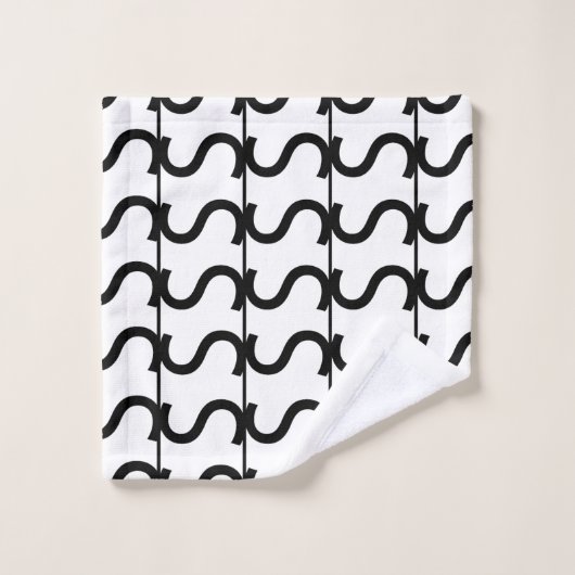 Black and White Wavy Stripe Pattern Bad Handdoek (Wasdoekje)