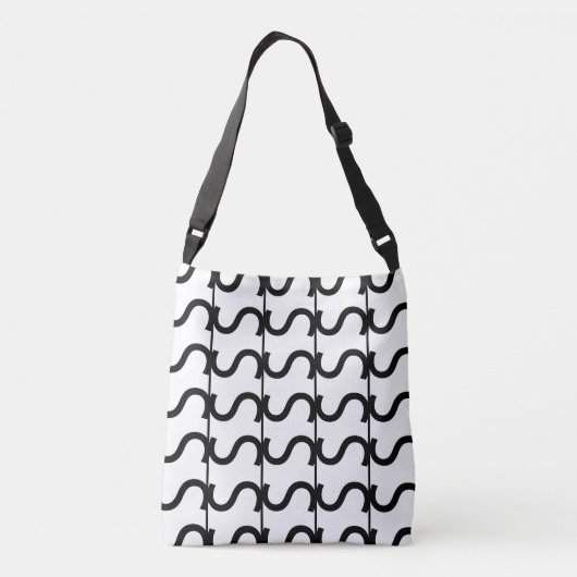 Black and White Wavy Stripe Pattern Crossbody Tas (Achterkant)