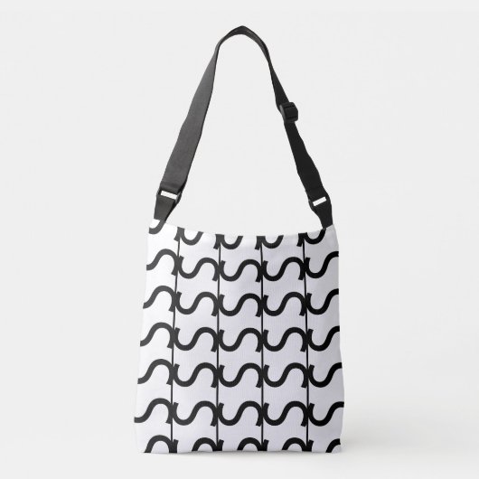 Black and White Wavy Stripe Pattern Crossbody Tas (Voorkant)