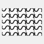 Black and White Wavy Stripe Pattern Inpakpapier Vel (Voorkant 3)