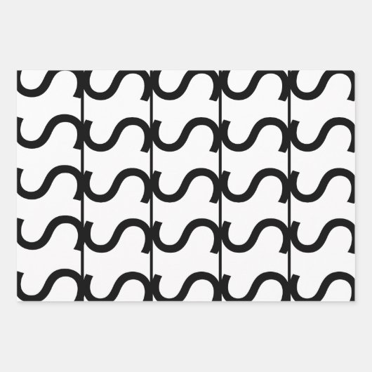 Black and White Wavy Stripe Pattern Inpakpapier Vel (Voorkant 3)