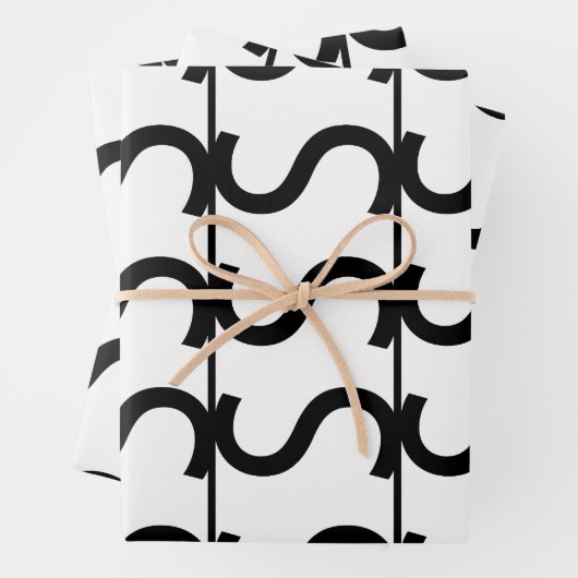 Black and White Wavy Stripe Pattern Inpakpapier Vel (In situ)