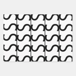 Black and White Wavy Stripe Pattern Inpakpapier Vel