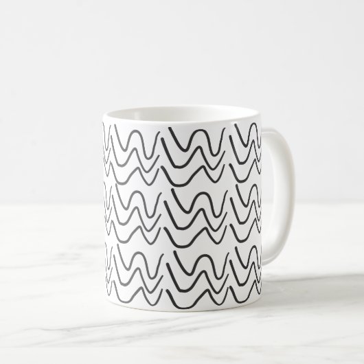 Black and White Wavy Stripe Pattern Koffiemok (Voorkant rechts)