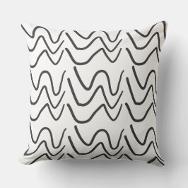 Black and White Wavy Stripe Pattern Kussen