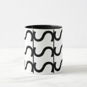 Black and White Wavy Stripe Pattern Mok (Midden)