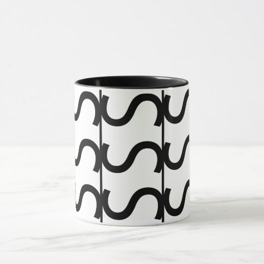 Black and White Wavy Stripe Pattern Mok (Midden)