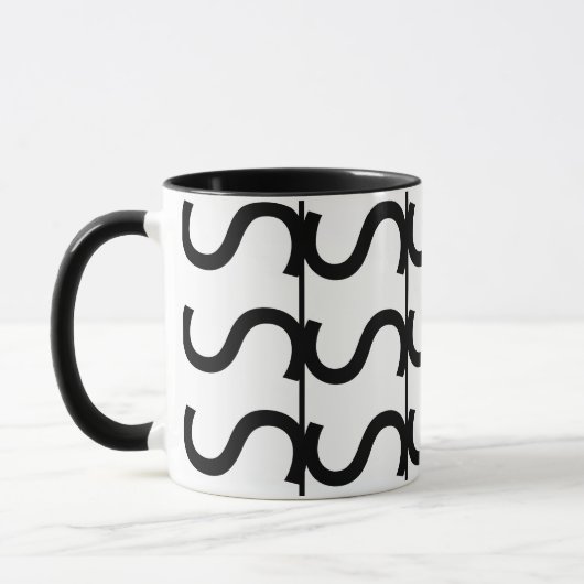 Black and White Wavy Stripe Pattern Mok (Links)