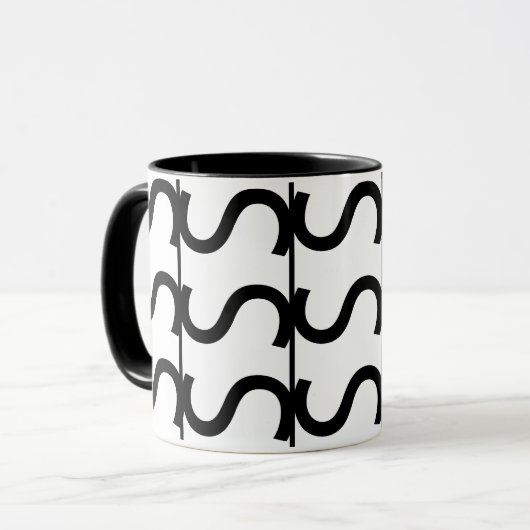 Black and White Wavy Stripe Pattern Mok (Voorkant links)