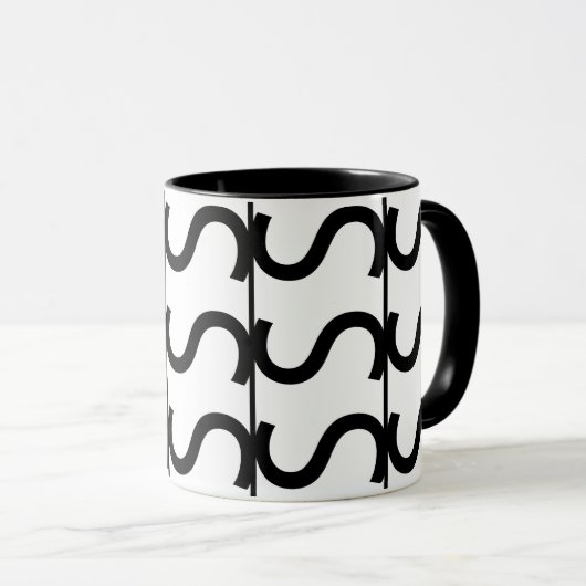 Black and White Wavy Stripe Pattern Mok (Voorkant rechts)