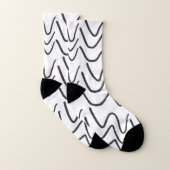 Black and White Wavy Stripe Pattern Sokken (Paar)