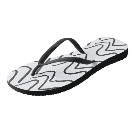 Black and White Wavy Stripe Pattern Teenslippers (Schuin)