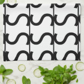 Black and White Wavy Stripe Pattern Theedoek (Gevouwen)