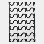 Black and White Wavy Stripe Pattern Theedoek (Verticaal)