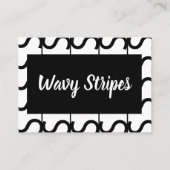 Black and White Wavy Stripe Pattern Visitekaartje (Voorkant)