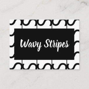 Black and White Wavy Stripe Pattern Visitekaartje