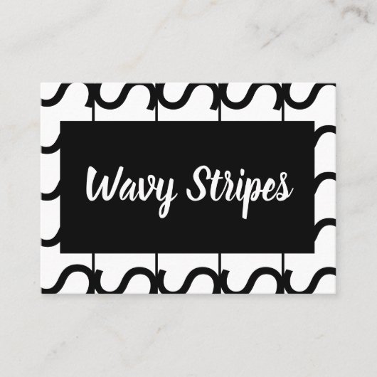 Black and White Wavy Stripe Pattern Visitekaartje (Voorkant)