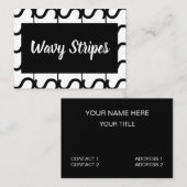 Black and White Wavy Stripe Pattern Visitekaartje (Voorkant / Achterkant)