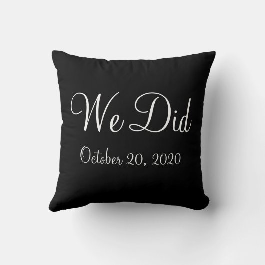 Black and White "We Deed" Wedding Date Pillow Kussen (Achterkant)