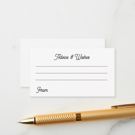 Black and white  wedding advice cards informatiekaartje (Voorkant / Achterkant in situ)