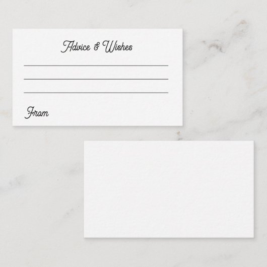 Black and white wedding advice cards informatiekaartje (Voorkant / Achterkant)