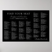 Black and White Wedding Alphabetical Seating Chart Poster (Voorkant)