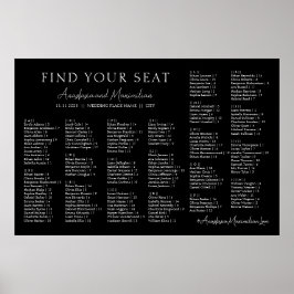 Black and White Wedding Alphabetical Seating Chart Poster