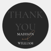 Black and White Wedding Bedankt Ronde Sticker (Voorkant)