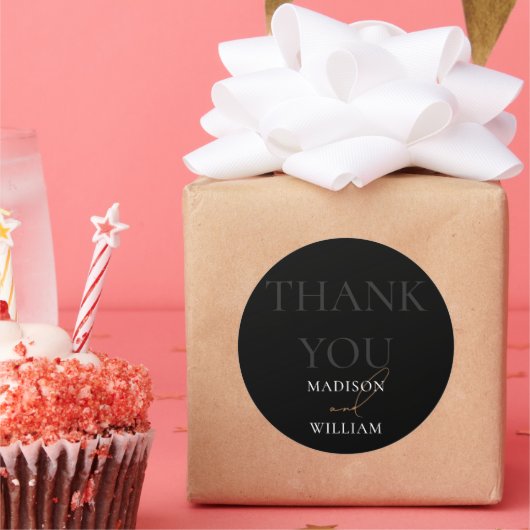 Black and White Wedding Bedankt Ronde Sticker (Feest)