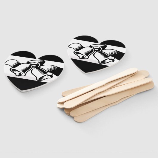 Black and White Wedding Bells Hand Fan Handwaaier (Niet-gemonteerd)