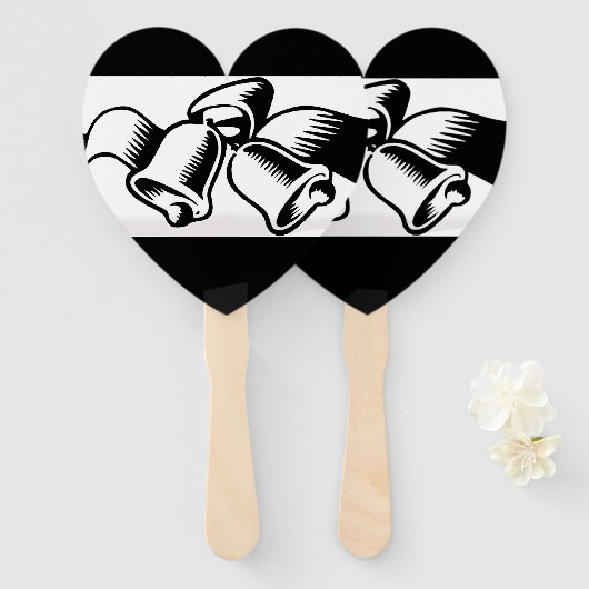 Black and White Wedding Bells Hand Fan Handwaaier (Voorkant en achterkant)