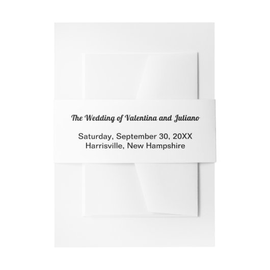 Black and White Wedding Invitation Belly Band Uitnodigingen Wikkel (Voorkant Voorbeeld)