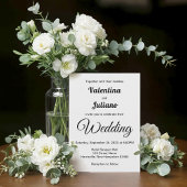 Black and White Wedding Invitation Kaart