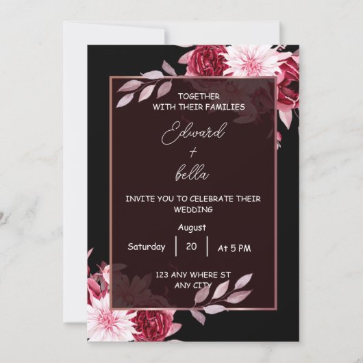 black and white wedding invitation kaart (Voorkant)